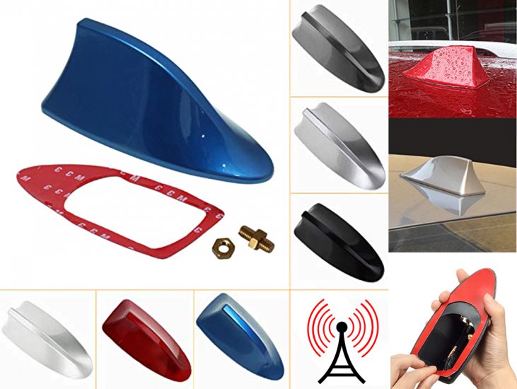 Ajxn Antena de aleta de tiburón para coche, antena decorativa para techo  simulado montado en la parte superior para maletero de coche, SUV, color