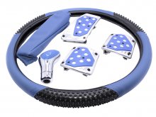 Cubre Volante Pomo & Forro Cambio Etc. Kit Tuning Auto Azul